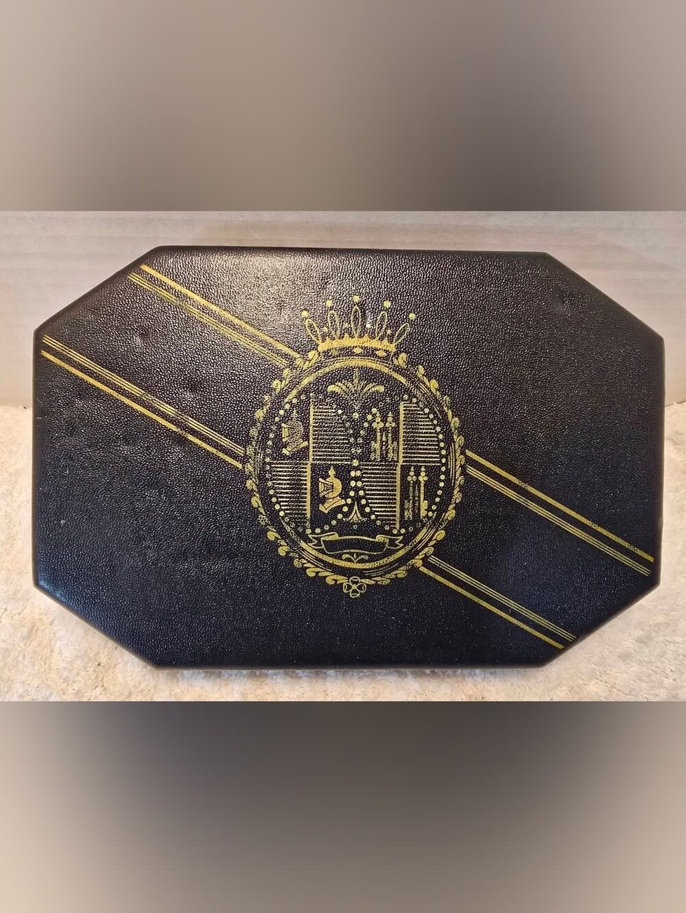 Vintage Shields Jewelry Case Mens Snap Shut Hinged Velvet Lined Box